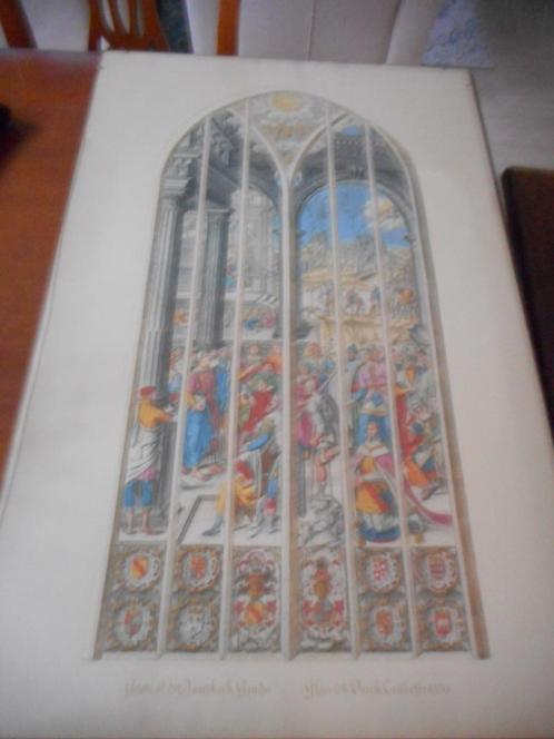 Penseeltekening Glas St. Janskerk Gouda, Huis en Inrichting, Woonaccessoires | Schilderijen, Tekeningen en Foto's, Gebruikt, Print