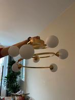 Gouden plafondlamp met witte bollen, Ophalen, Zo goed als nieuw, Metaal, Minder dan 50 cm