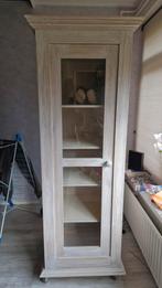 Massief Eiken Kast met Glasdeur, Ophalen, Met deur(en), Eikenhout, Nieuw