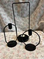 3 ijzeren kandelaars, Zwart, Ophalen of Verzenden, Zo goed als nieuw, Metaal