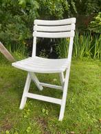 4 Opklapbare witte tuinstoelen, Ophalen, Gebruikt, Kunststof, Inklapbaar