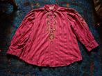 Antik Batik fuchsia magenta blouse met borduurwerk, Maat 38/40 (M), Ophalen of Verzenden, Zo goed als nieuw, Roze