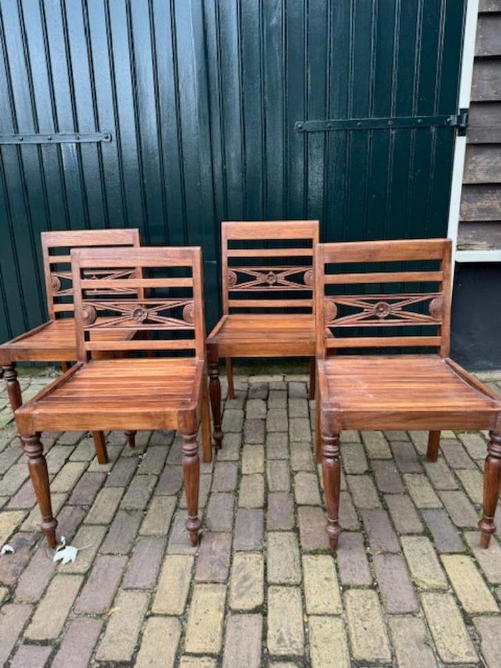 Stoel, eetkamerstoel, tuinstoel, Huis en Inrichting, Stoelen, Nieuw, Vier, Hout, Bruin, Ophalen