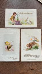 Reliëfkaarten.Paashaas,konijn,meisje,kuikens,eieren, Verzamelen, Ophalen of Verzenden, Voor 1920, Kinderen