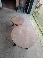 Stevige eiken bijzettafels rond, Ophalen, 50 tot 100 cm, Rond, 50 tot 100 cm