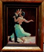 Kees Maks ﻿﻿'' danspaar '' olieverf op paneel  13 x16cm, Antiek en Kunst, Kunst | Schilderijen | Klassiek, Verzenden