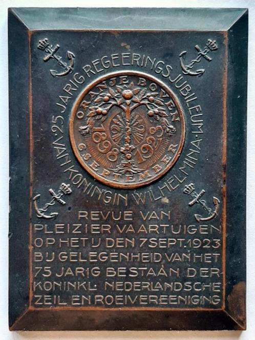 Wilhelmina / KNZRV jubileum 1923, Postzegels en Munten, Penningen en Medailles, Brons, Nederland, Verzenden