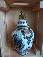 Vintage Flora Keramiek Delfts Polychroom Vaas met Deksel, Ophalen of Verzenden