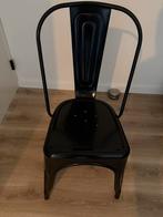 2x Zwarte industriële stalen stoelen, Huis en Inrichting, Stoelen, Gebruikt, Twee, Zwart, Ophalen of Verzenden