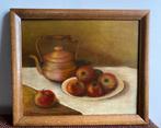 Stilleven met appels en koperen ketel, A. Verhaert, Antiek en Kunst, Kunst | Schilderijen | Klassiek, Ophalen of Verzenden