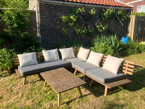 Wehkamp Kyoto Loungeset, Tuin en Terras, Tuinsets en Loungesets, Zo goed als nieuw, Loungeset, Hout, 5 zitplaatsen, Ophalen