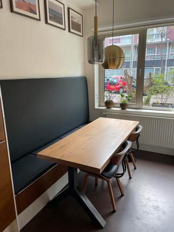 Massief eiken eettafel Woodville met metale Y-poot beschikbaar voor biedingen
