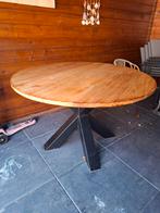 MOET WEG! Ronde eettafel vurenhout gelakt, weerbestendig., Huis en Inrichting, Tafels | Eettafels, Rond, Ophalen of Verzenden