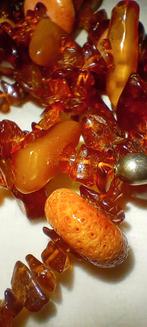 Barnsteen Cognac Ketting met Sponskoraal, Gebruikt, Bruin, Ophalen of Verzenden, Steen of Mineraal