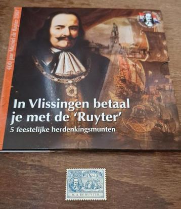 Michiel de Ruyter Munten + Postzegel combi (300-400jaar) beschikbaar voor biedingen