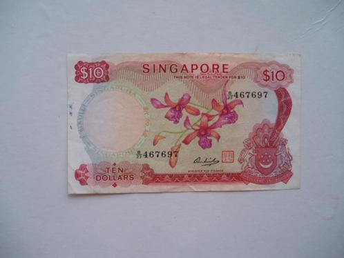 1544. Singapore, 10 dollars (1967-1973) Dendrobium Marjorie., Postzegels en Munten, Bankbiljetten | Azië, Los biljet, Zuidoost-Azië