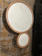 Marmeren Salontafel + Bijzettafel japandi, Huis en Inrichting, Gebruikt, Rond, Minder dan 50 cm, Overige houtsoorten