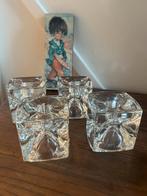 4 vintage ice cube kandelaars Sklo union Rudolf Jurnikl, Ophalen of Verzenden