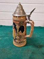 bierpul aardewerk met tinnen deksel, Verzamelen, Glas en Borrelglaasjes, Ophalen of Verzenden