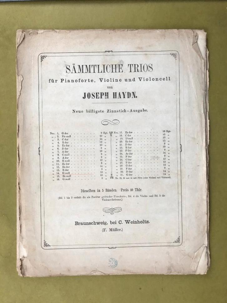 Joseph Haydn - Pianotrio, Muziek en Instrumenten, Bladmuziek, Gebruikt, Artiest of Componist, Klassiek, Piano, Cello, Viool of Altviool
