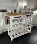 Keukentrolley Wit & Wagondelen Wood Flessen Trolley, Ophalen of Verzenden, Zo goed als nieuw
