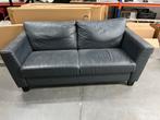 Donkerblauwe leren 2 en 2.5 zits bank, Ophalen, Gebruikt, Leer, Rechte bank