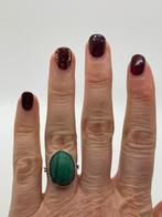 B454 Prachtige zilveren malachiet ring (verstelbaar), Sieraden, Tassen en Uiterlijk, Ringen, Ophalen of Verzenden, X, Dame, Zilver