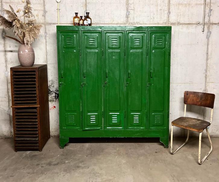 Vintage industriële locker kledingkast garderobekast, Huis en Inrichting, Kasten | Lockerkasten, Gebruikt, Ophalen