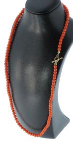 Bloedkoraal bolletjes vintage ketting 14k gouden slot, Sieraden, Tassen en Uiterlijk, Antieke sieraden, Verzenden, Goud, Ketting