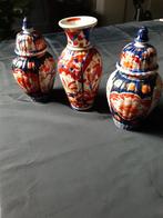 3  antieke  Imari  vazen 21 cm hoog, Ophalen of Verzenden