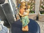 antiek  beeld maagt maria + baby  groen met oranje, Antiek en Kunst, Ophalen of Verzenden
