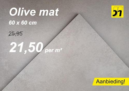 Vloertegel Olive mat 60x60cm aanbieding, Doe-het-zelf en Verbouw, Tegels, Nieuw, Vloertegels, Keramiek, 60 cm of meer, 60 cm of meer