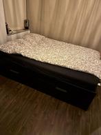 BED MET OPBERGLADES 140*200, Ophalen, Zwart, Tweepersoons, 140 cm