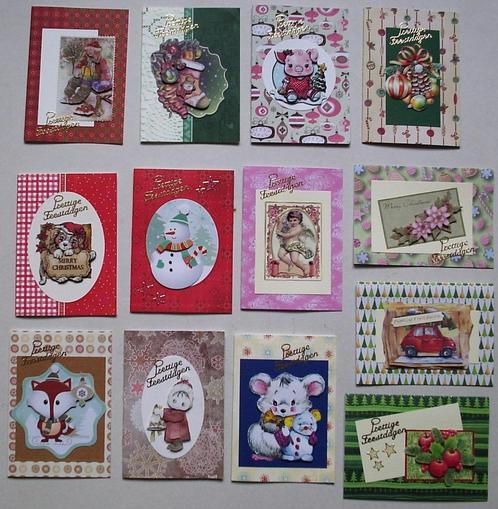 Set 25x zelfgemaakte kerstkaarten / wenskaarten kerst (m), Hobby en Vrije tijd, Kaarten | Zelfgemaakt, Nieuw, Kerst, Verzenden
