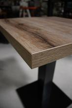 Eettafel te verhogen naar bartafel metaal & houtlook 60x60, Huis en Inrichting, Barkrukken, Metaal, Zo goed als nieuw, In hoogte verstelbaar