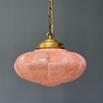 Roze gemarmerde antieke glazen art deco hanglamp oud glas, Antiek en Kunst, Antiek | Lampen, Ophalen of Verzenden