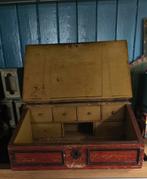 Prachtige antieke okergele schrijfkist lessenaar met laden, Ophalen of Verzenden