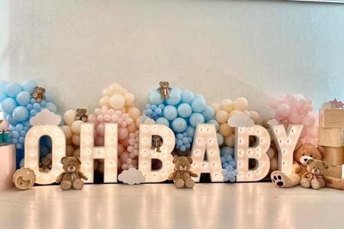 Verschillende lichtletters te huur OH BABY, Hobby en Vrije tijd, Feestartikelen | Verhuur, Zo goed als nieuw, Verjaardag, Ophalen