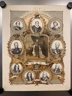 Antieke litho prent 1874 koninklijk huis Willem III, Verzamelen, Gebruikt, Ophalen of Verzenden, Kaart, Foto of Prent