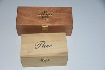 2 houten Theedozen Theedoos Theekist beschikbaar voor biedingen