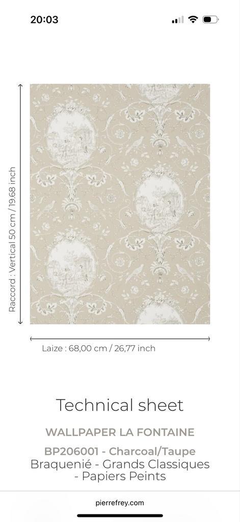 La Fontaine Behang - Pierre Frey/Braquenie BP206001, Huis en Inrichting, Stoffering | Behang, Wit, 75 m² of meer, Ophalen