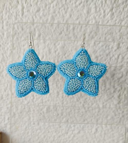 Oorbellen, bloem, Swarovski,zilver,uniek, handgemaakt, Sieraden, Tassen en Uiterlijk, Oorbellen, Nieuw, Hangers, Overige materialen