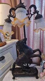Prachtige grote paarden lamp met glazen kelken, Ophalen of Verzenden
