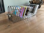Tijdschriftenrek chroom harmonica lectuurbak vintage vinyl, Huis en Inrichting, Woonaccessoires | Krantenbakken en Lectuurbakken