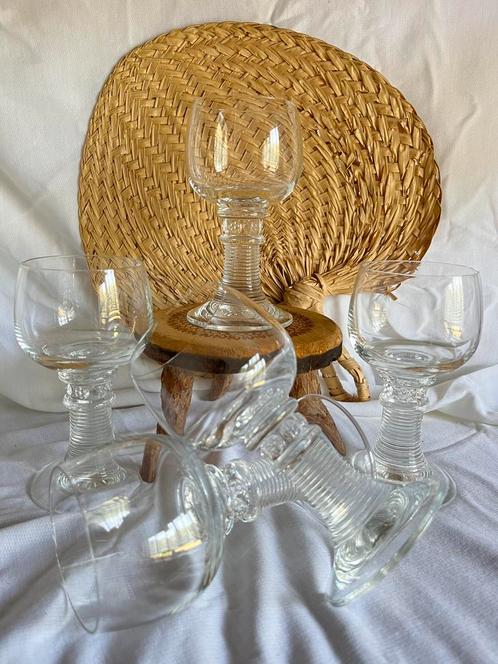 5 grote vintage Roemer wijnglazen blank glas, Antiek en Kunst, Antiek | Glas en Kristal, Ophalen of Verzenden
