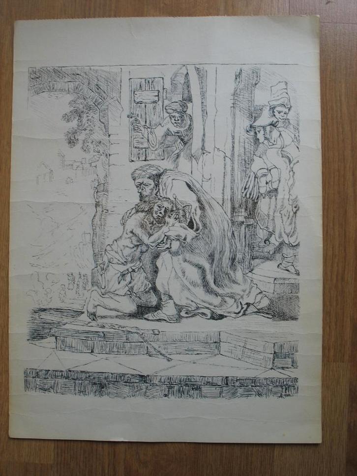 Tekening *De Verloren Zoon* Vrij Getekend( 1985) Vintage, Antiek en Kunst, Kunst | Overige Kunst, Ophalen of Verzenden
