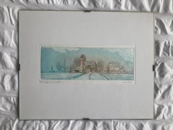 Litho van Fries dorp in buurt van Sneek beschikbaar voor biedingen