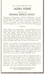 Jacoba Robins Afferden 1875 - Venray 1951, Bidprentje, Ophalen of Verzenden