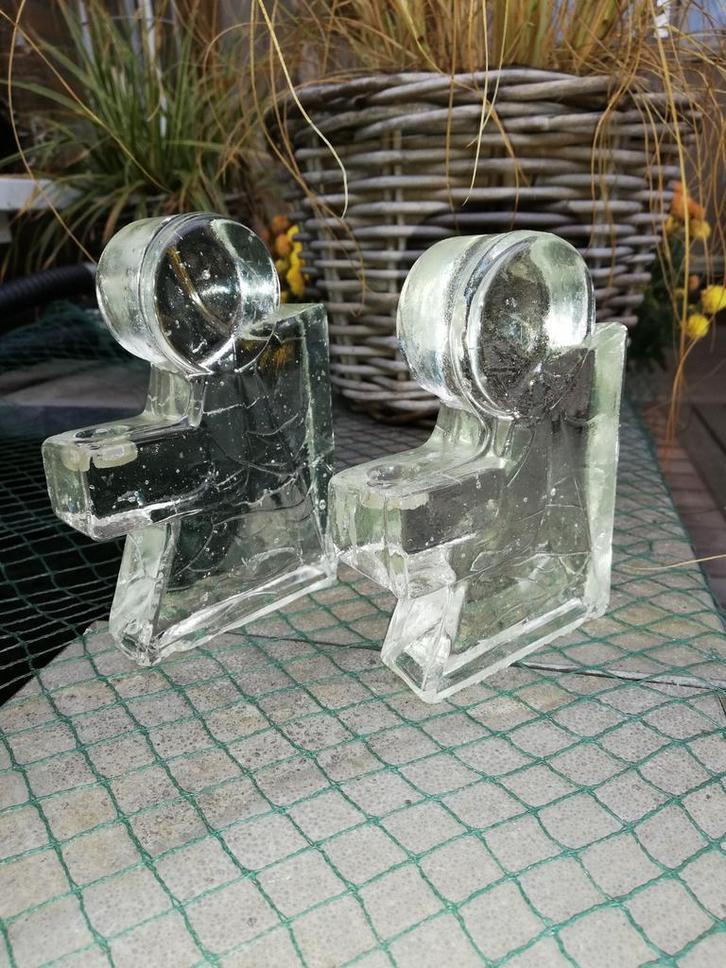 Unieke Glazen Blok Kandelaars wiesenthallhutte-  2 engelen, Antiek en Kunst, Curiosa en Brocante, Ophalen of Verzenden
