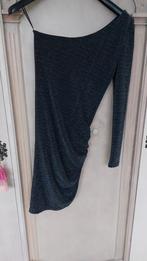 Nieuwe Feestjurk zwart met zilveren glitter- Maat XS, Zwart, Nieuw, Ophalen of Verzenden, CoolCat